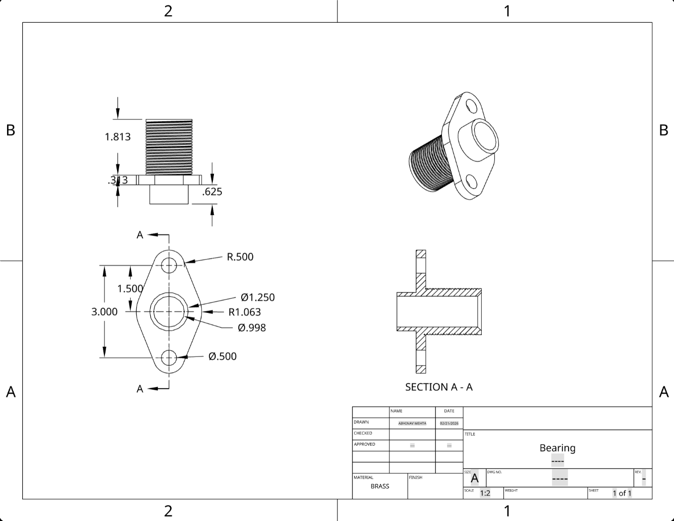 Shaft seal bearing drawing