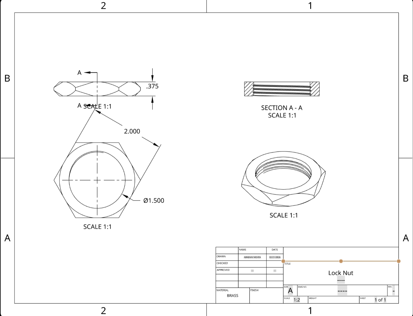 Lock nut drawing