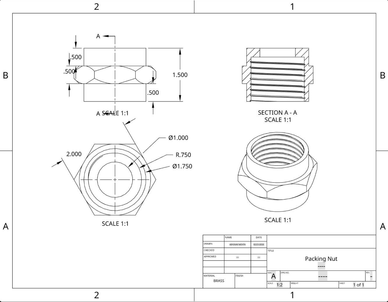 Packing nut drawing