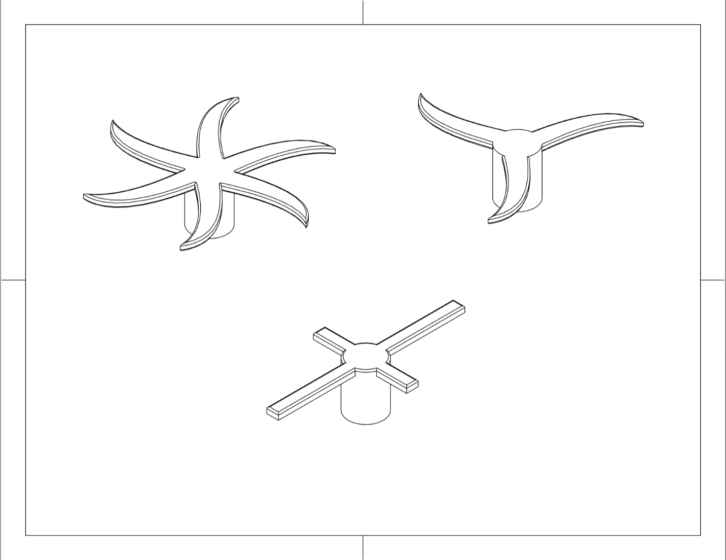 CAD renderings of tested geometries